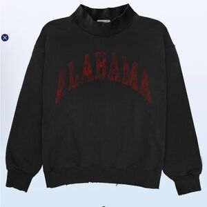 Firstport Alabama Mock Neck Black Distressed Sweatshirt Sz Large NWT Made in USA